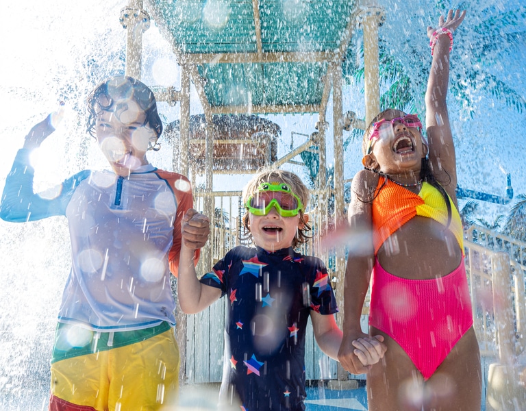 Kids playing at the Pirates Island Waterpark at Beaches Turks and Caicos, one of the best all-inclusive resorts for toddlers